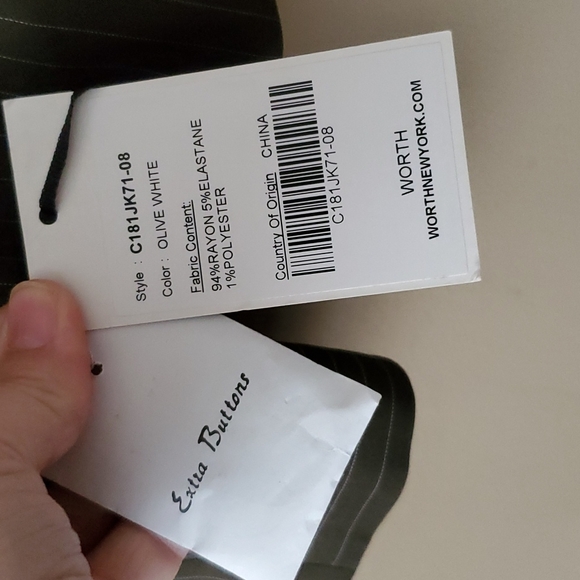 Worth Olive Green & White Pinstripe One Button Blazer Size 8 NWT'S - Picture 7 of 11